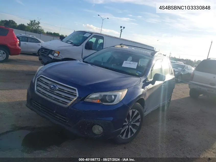 2016 Subaru Outback 2.5I Limited VIN: 4S4BSBNC1G3330848 Lot: 40186772