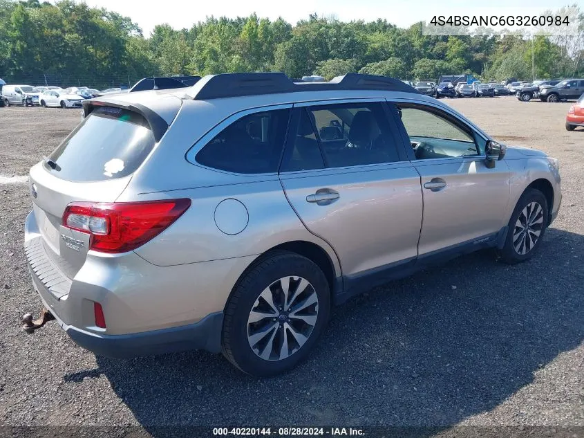 4S4BSANC6G3260984 2016 Subaru Outback 2.5I Limited