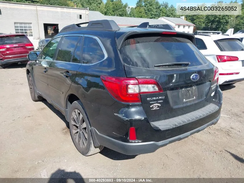 2016 Subaru Outback 2.5I Limited VIN: 4S4BSALC0G3265052 Lot: 40293883