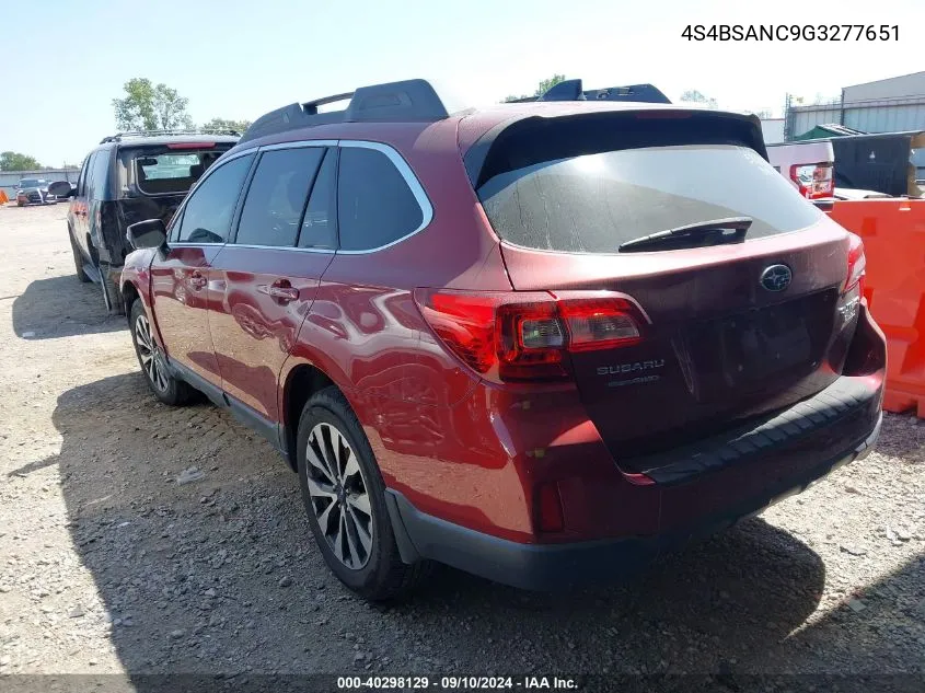 2016 Subaru Outback 2.5I Limited VIN: 4S4BSANC9G3277651 Lot: 40298129