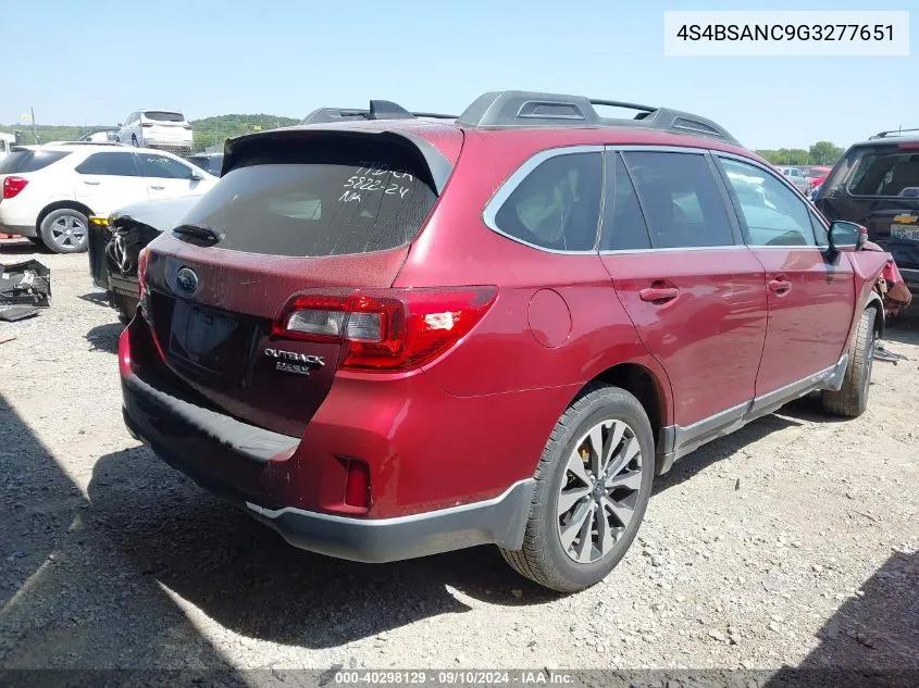 2016 Subaru Outback 2.5I Limited VIN: 4S4BSANC9G3277651 Lot: 40298129