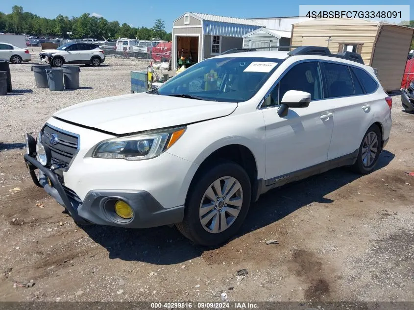 2016 Subaru Outback 2.5I Premium VIN: 4S4BSBFC7G3348091 Lot: 40299816