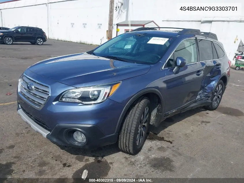 2016 Subaru Outback 2.5I Limited VIN: 4S4BSANC9G3303701 Lot: 40302315