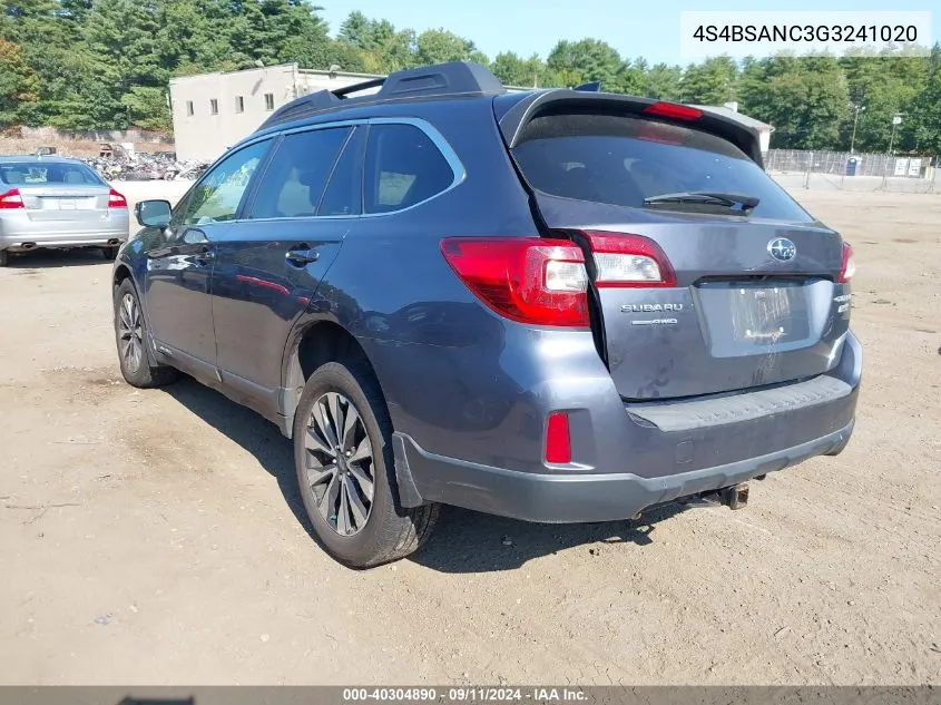 4S4BSANC3G3241020 2016 Subaru Outback 2.5I Limited