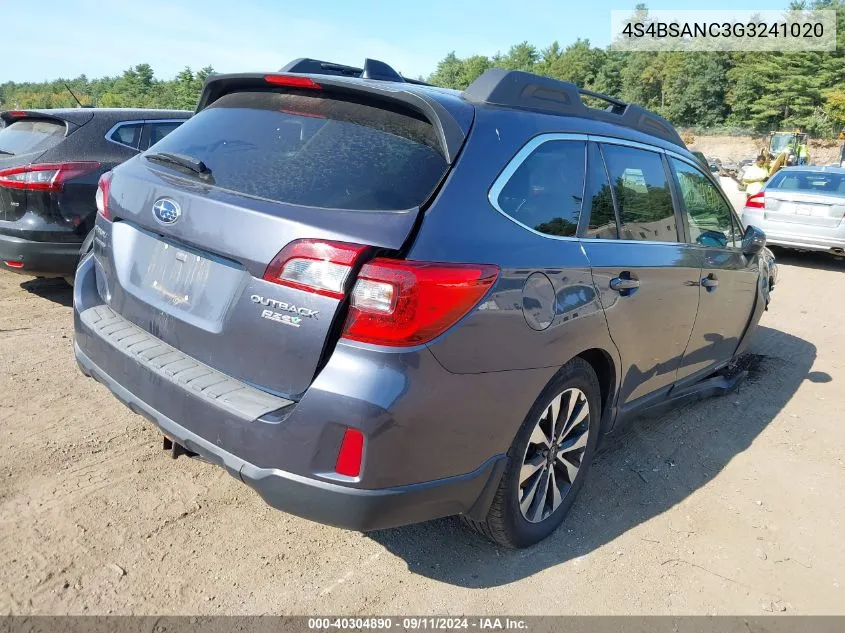 2016 Subaru Outback 2.5I Limited VIN: 4S4BSANC3G3241020 Lot: 40304890