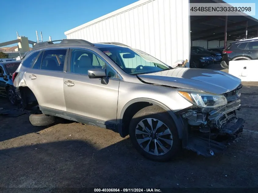 2016 Subaru Outback 3.6R Limited VIN: 4S4BSENC3G3332098 Lot: 40306864