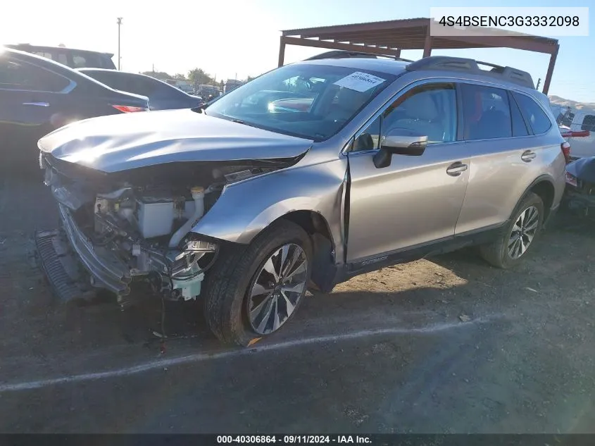 2016 Subaru Outback 3.6R Limited VIN: 4S4BSENC3G3332098 Lot: 40306864