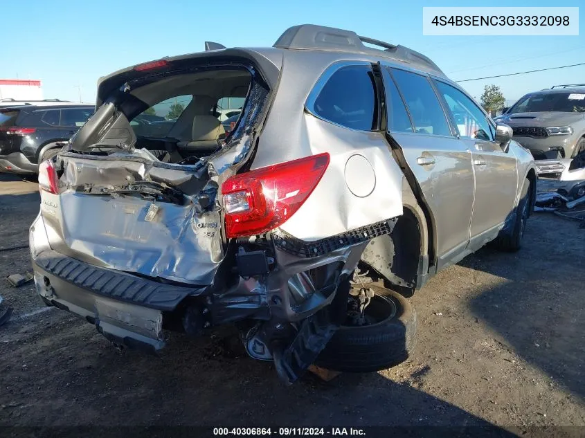 2016 Subaru Outback 3.6R Limited VIN: 4S4BSENC3G3332098 Lot: 40306864