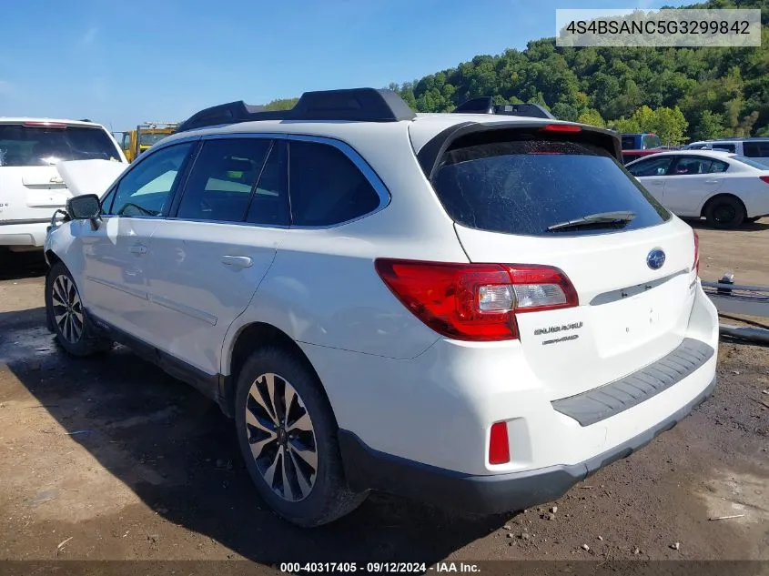 2016 Subaru Outback 2.5I Limited VIN: 4S4BSANC5G3299842 Lot: 40317405