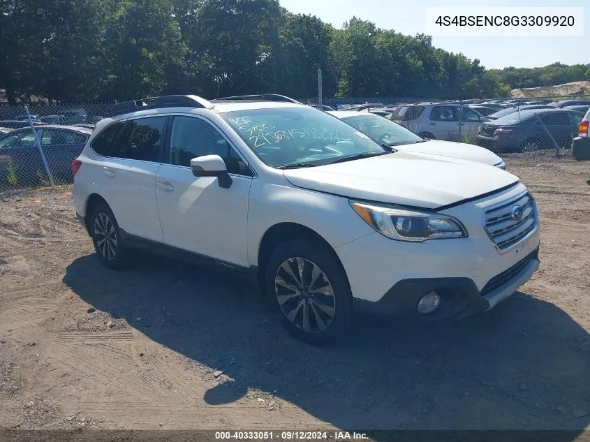 2016 Subaru Outback 3.6R Limited VIN: 4S4BSENC8G3309920 Lot: 40333051