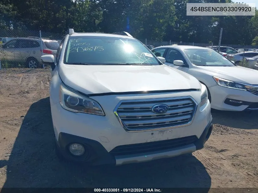 2016 Subaru Outback 3.6R Limited VIN: 4S4BSENC8G3309920 Lot: 40333051