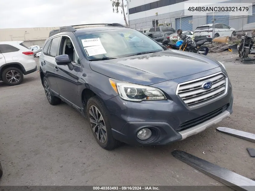 2016 Subaru Outback 2.5I Limited VIN: 4S4BSANC3G3321479 Lot: 40353493