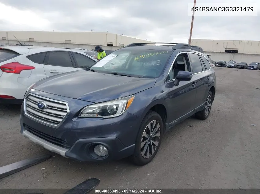 2016 Subaru Outback 2.5I Limited VIN: 4S4BSANC3G3321479 Lot: 40353493