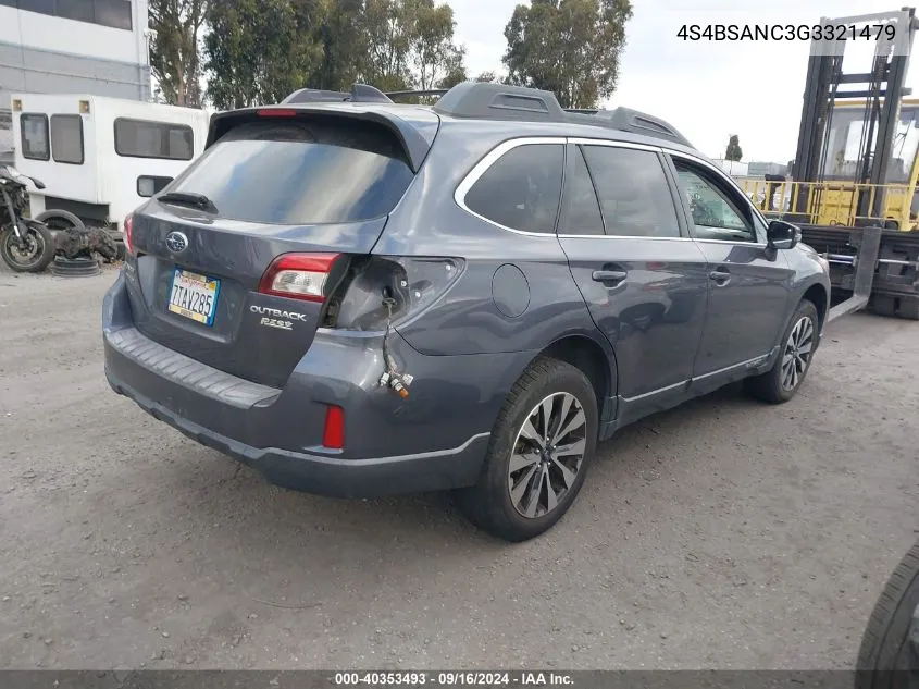 2016 Subaru Outback 2.5I Limited VIN: 4S4BSANC3G3321479 Lot: 40353493