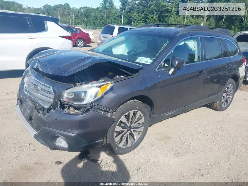 4S4BSALC2G3251296 2016 Subaru Outback 2.5I Limited