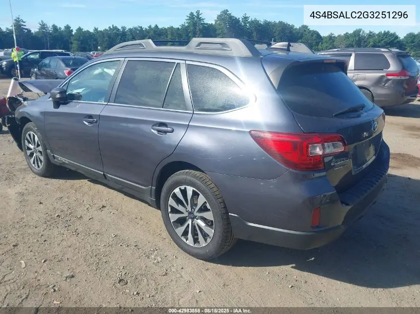 4S4BSALC2G3251296 2016 Subaru Outback 2.5I Limited
