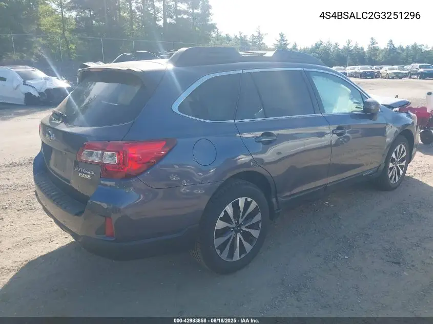4S4BSALC2G3251296 2016 Subaru Outback 2.5I Limited