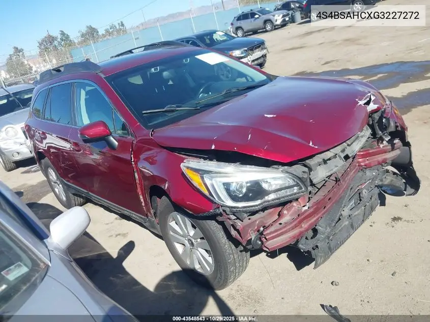 4S4BSAHCXG3227272 2016 Subaru Outback 2.5I Premium