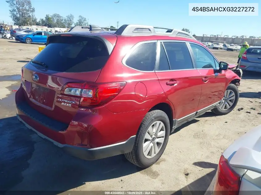 4S4BSAHCXG3227272 2016 Subaru Outback 2.5I Premium