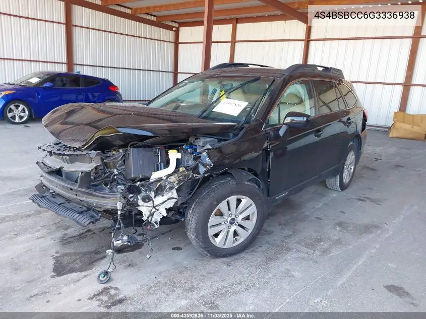 4S4BSBCC6G3336938 2016 Subaru Outback 2.5I Premium