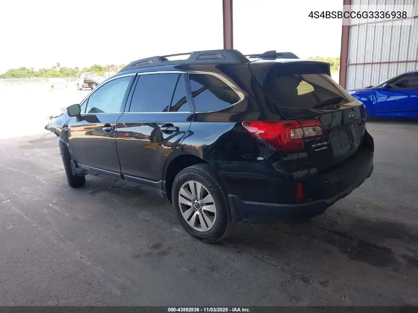 4S4BSBCC6G3336938 2016 Subaru Outback 2.5I Premium