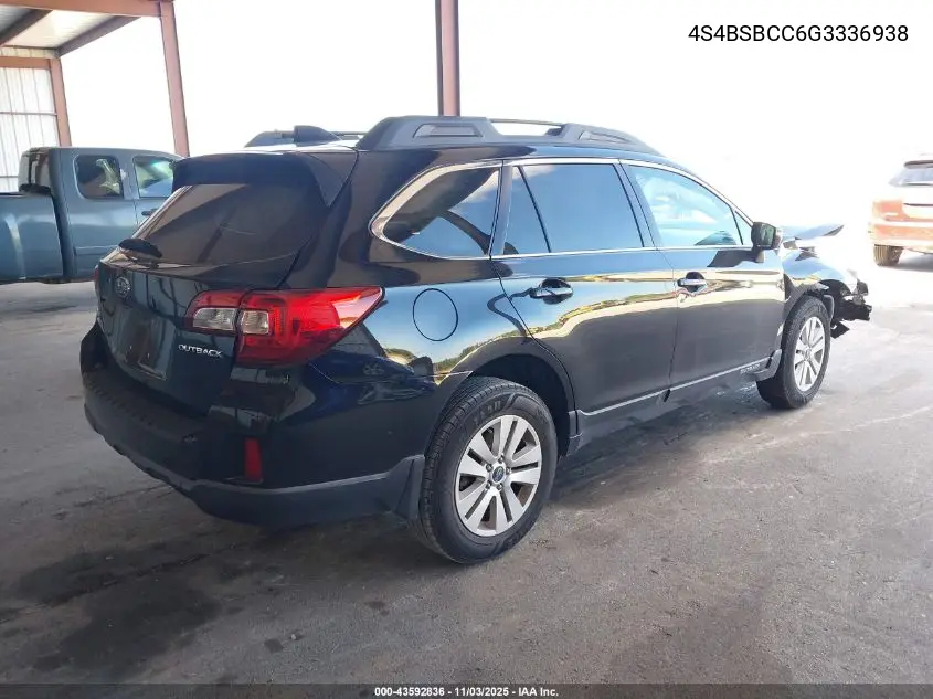 4S4BSBCC6G3336938 2016 Subaru Outback 2.5I Premium
