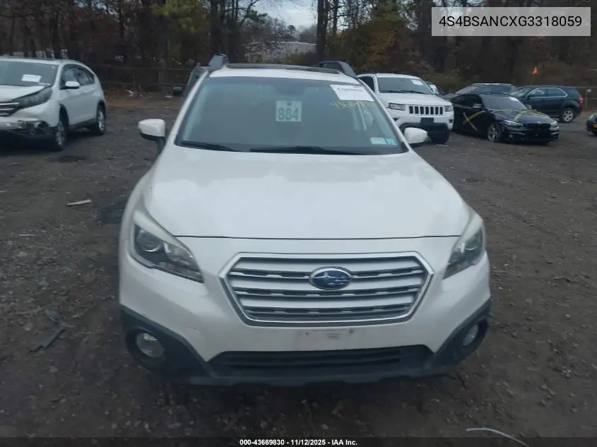 4S4BSANCXG3318059 2016 Subaru Outback 2.5I Limited