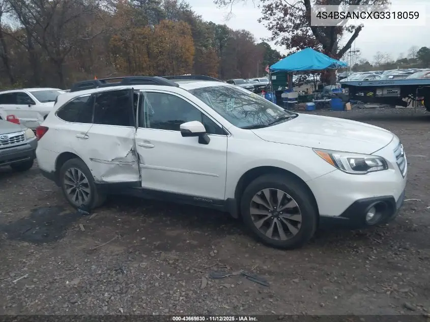 4S4BSANCXG3318059 2016 Subaru Outback 2.5I Limited
