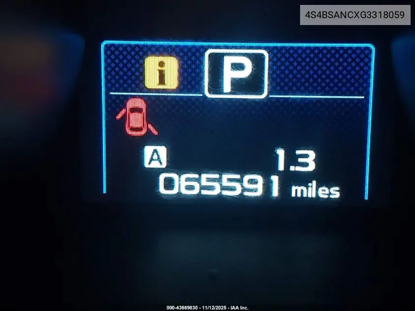 4S4BSANCXG3318059 2016 Subaru Outback 2.5I Limited