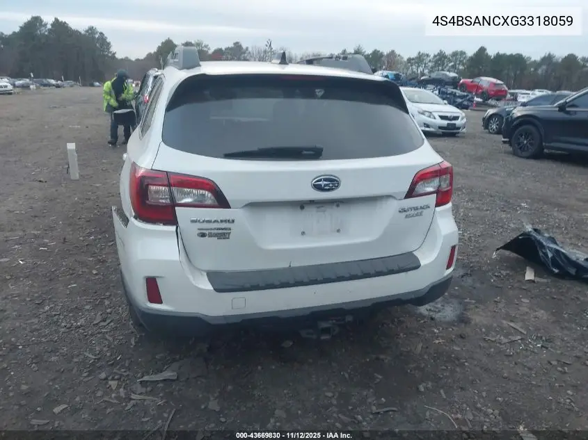 4S4BSANCXG3318059 2016 Subaru Outback 2.5I Limited