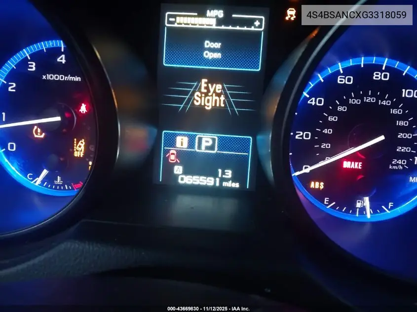 4S4BSANCXG3318059 2016 Subaru Outback 2.5I Limited