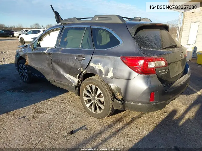 4S4BSBNC7G3357388 2016 Subaru Outback 2.5I Limited