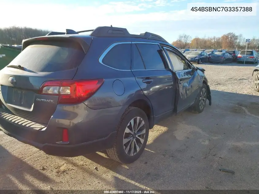 4S4BSBNC7G3357388 2016 Subaru Outback 2.5I Limited