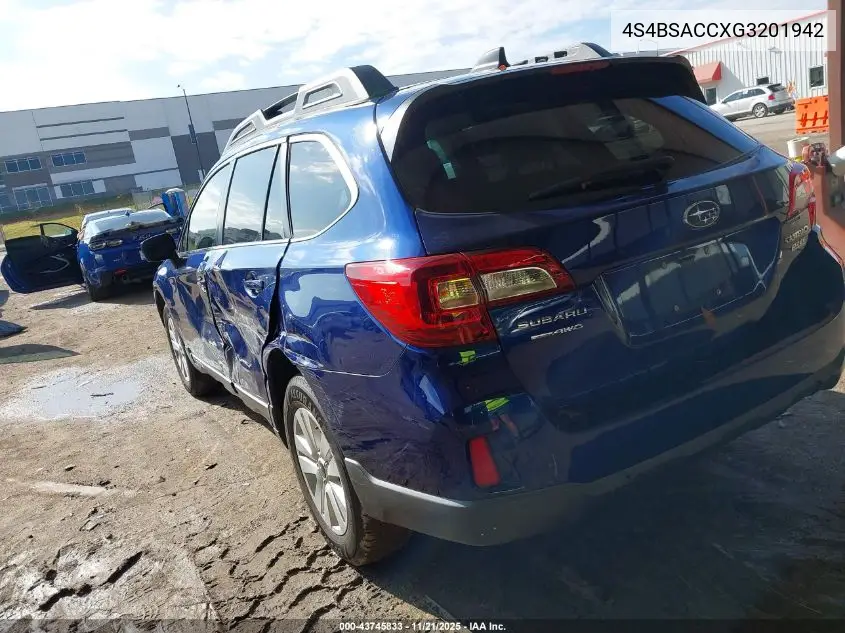 4S4BSACCXG3201942 2016 Subaru Outback 2.5I Premium