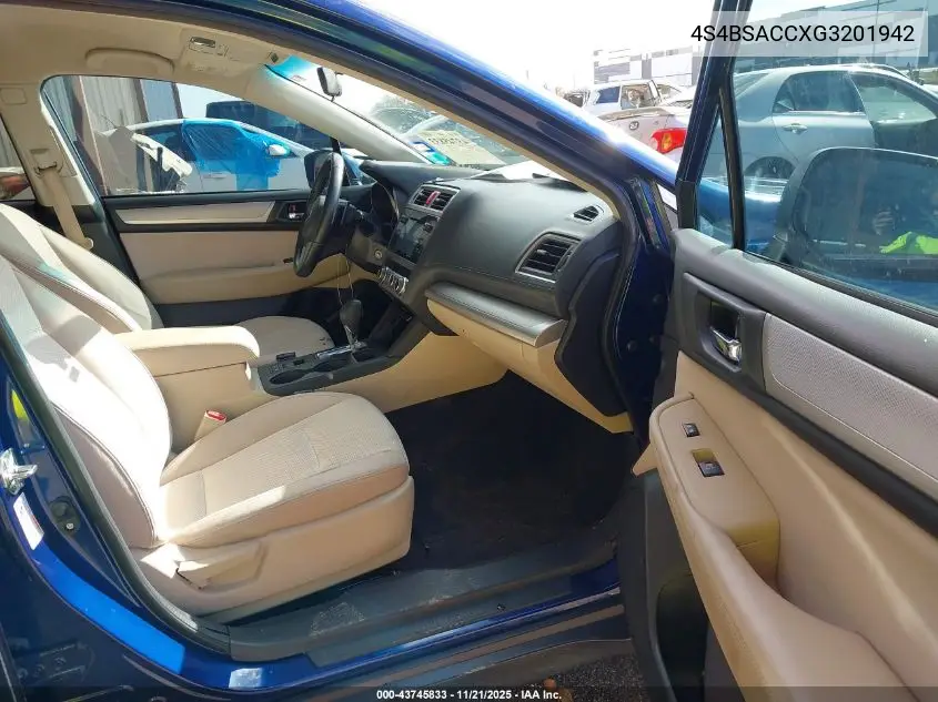 4S4BSACCXG3201942 2016 Subaru Outback 2.5I Premium