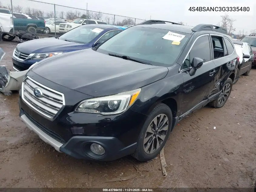 4S4BSANC3G3335480 2016 Subaru Outback 2.5I Limited