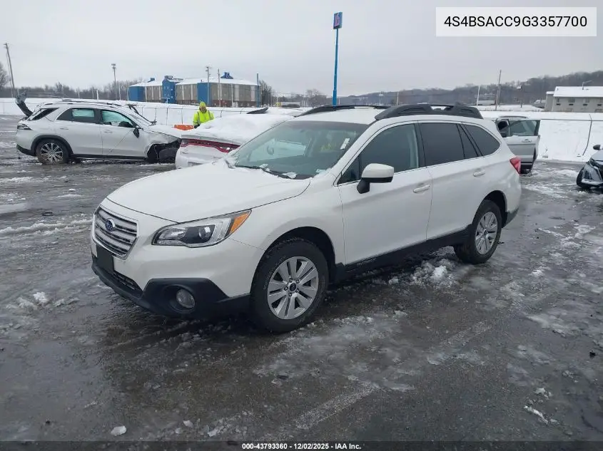 4S4BSACC9G3357700 2016 Subaru Outback 2.5I Premium