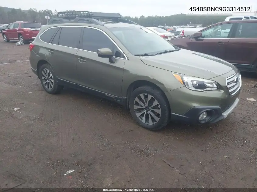 4S4BSBNC9G3314512 2016 Subaru Outback 2.5I Limited