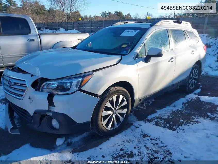 4S4BSENC0G3220214 2016 Subaru Outback 3.6R Limited