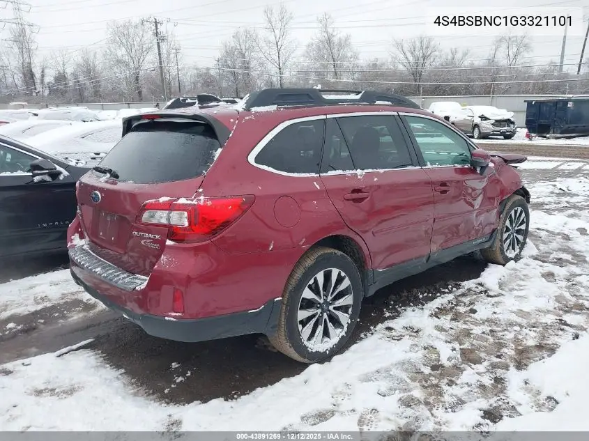 4S4BSBNC1G3321101 2016 Subaru Outback 2.5I Limited