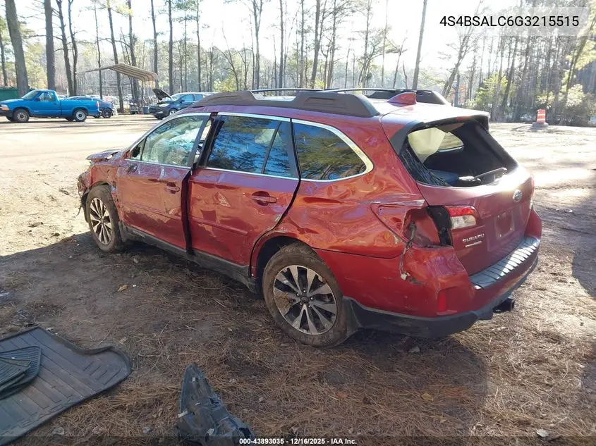 4S4BSALC6G3215515 2016 Subaru Outback 2.5I Limited