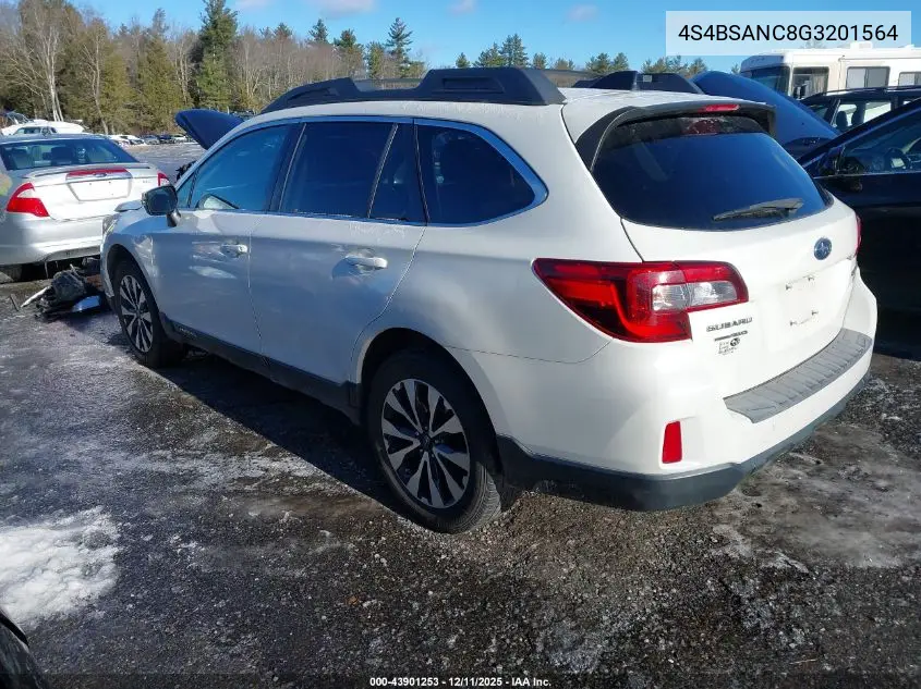 4S4BSANC8G3201564 2016 Subaru Outback 2.5I Limited