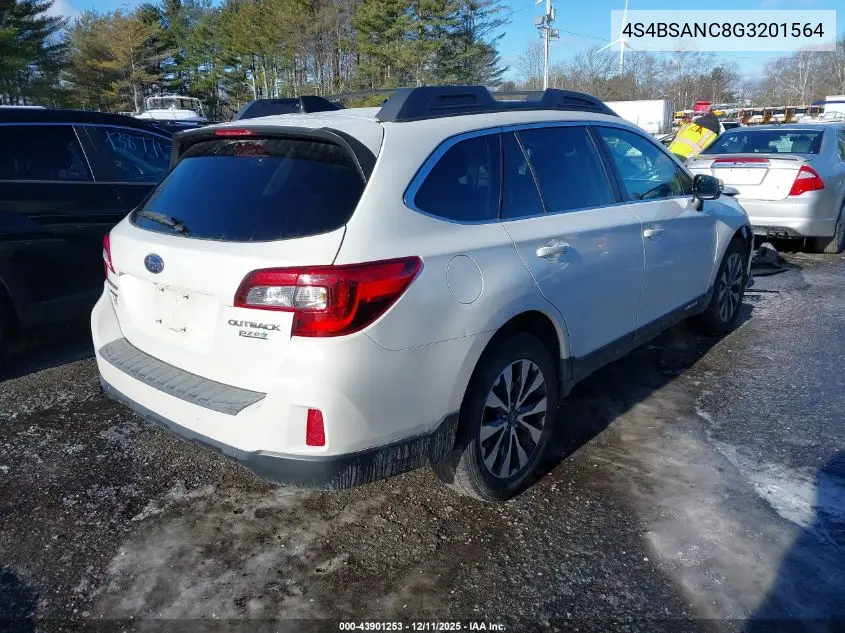 4S4BSANC8G3201564 2016 Subaru Outback 2.5I Limited