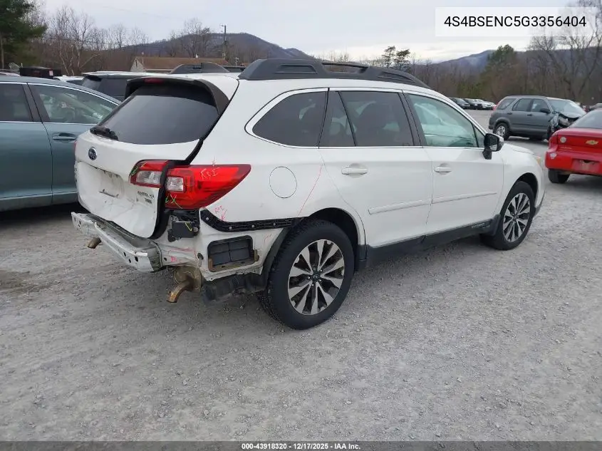 4S4BSENC5G3356404 2016 Subaru Outback 3.6R Limited