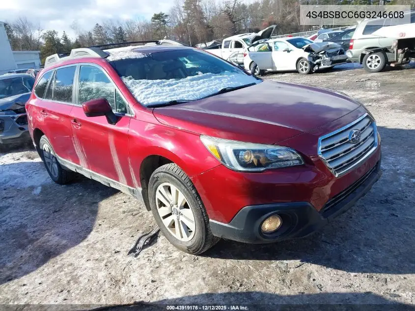 4S4BSBCC6G3246608 2016 Subaru Outback 2.5I Premium