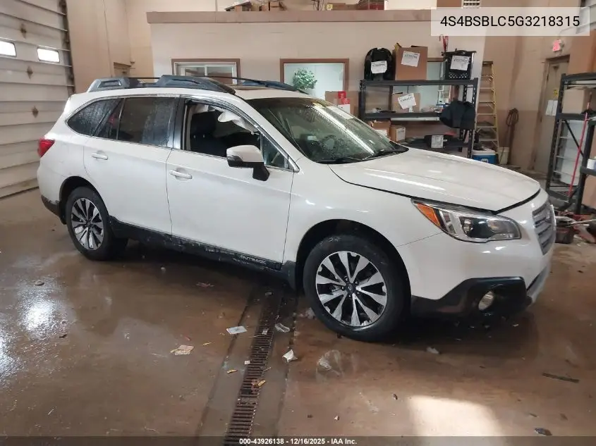4S4BSBLC5G3218315 2016 Subaru Outback 2.5I Limited