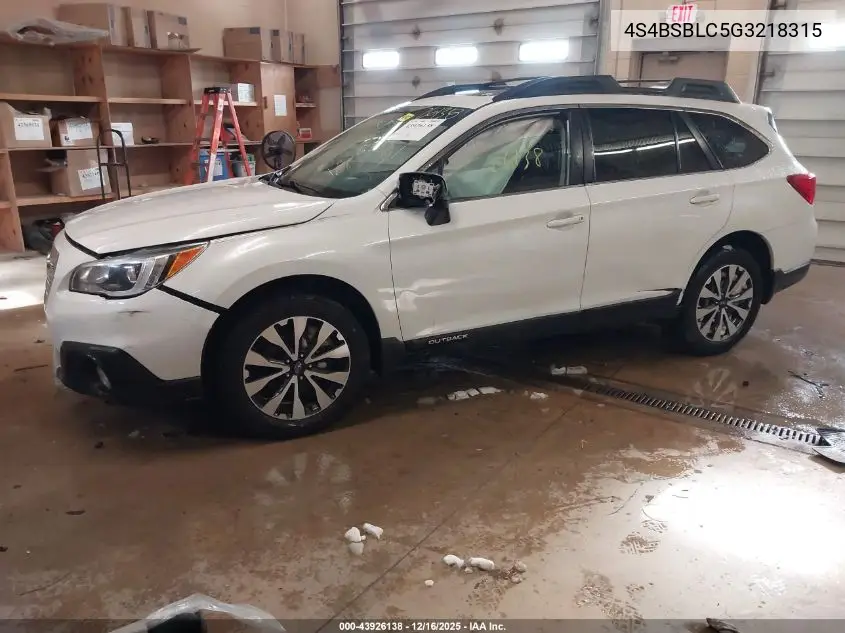 4S4BSBLC5G3218315 2016 Subaru Outback 2.5I Limited