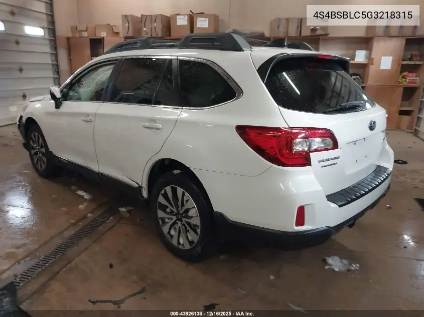 4S4BSBLC5G3218315 2016 Subaru Outback 2.5I Limited