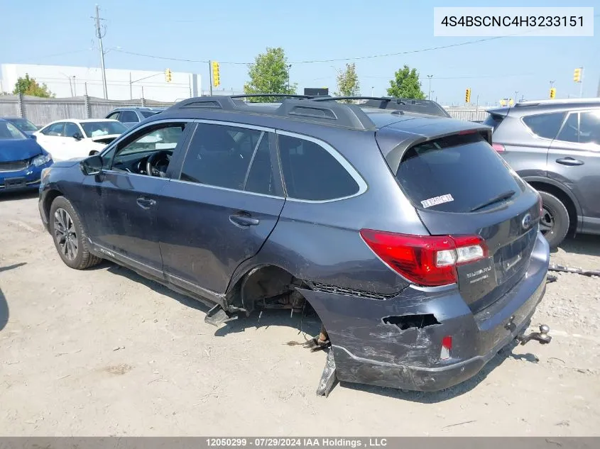 2017 Subaru Outback 2.5I Limited VIN: 4S4BSCNC4H3233151 Lot: 12050299