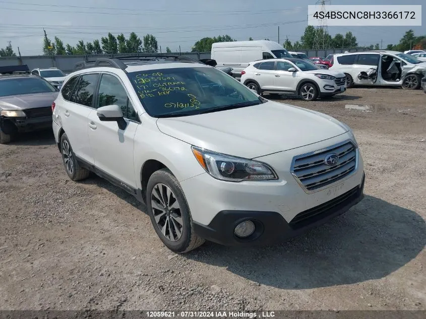 4S4BSCNC8H3366172 2017 Subaru Outback 2.5I Limited